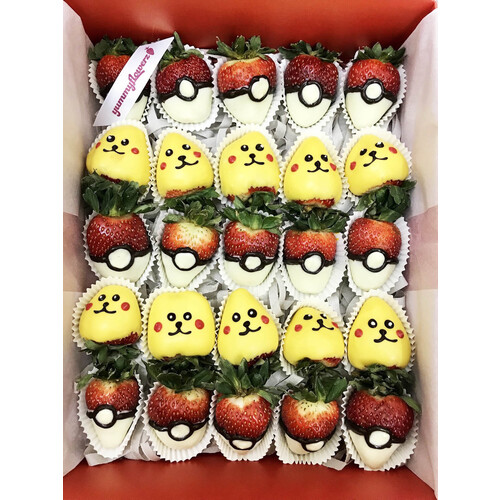 25pcs PIKACHU X POKE BALL Chocolate Strawberries Gift Box 